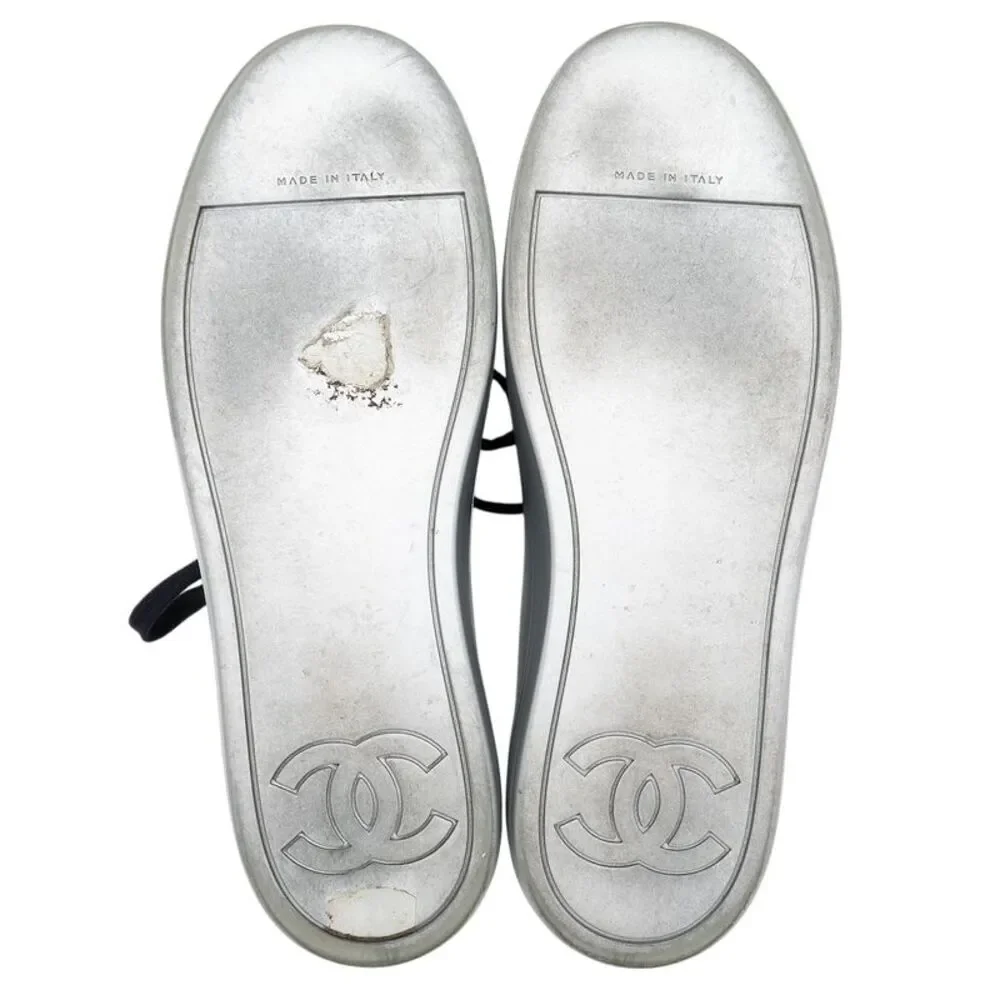 Chanel Metallic Rubber Velvet CC Sneakers - Size 7 / 37